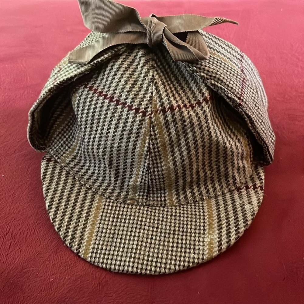 Authentic Burberry Vintage 1940'S Sherlock Holmes Wool Hounds Tooth HAT 7 1/8 - Picture 5 of 6